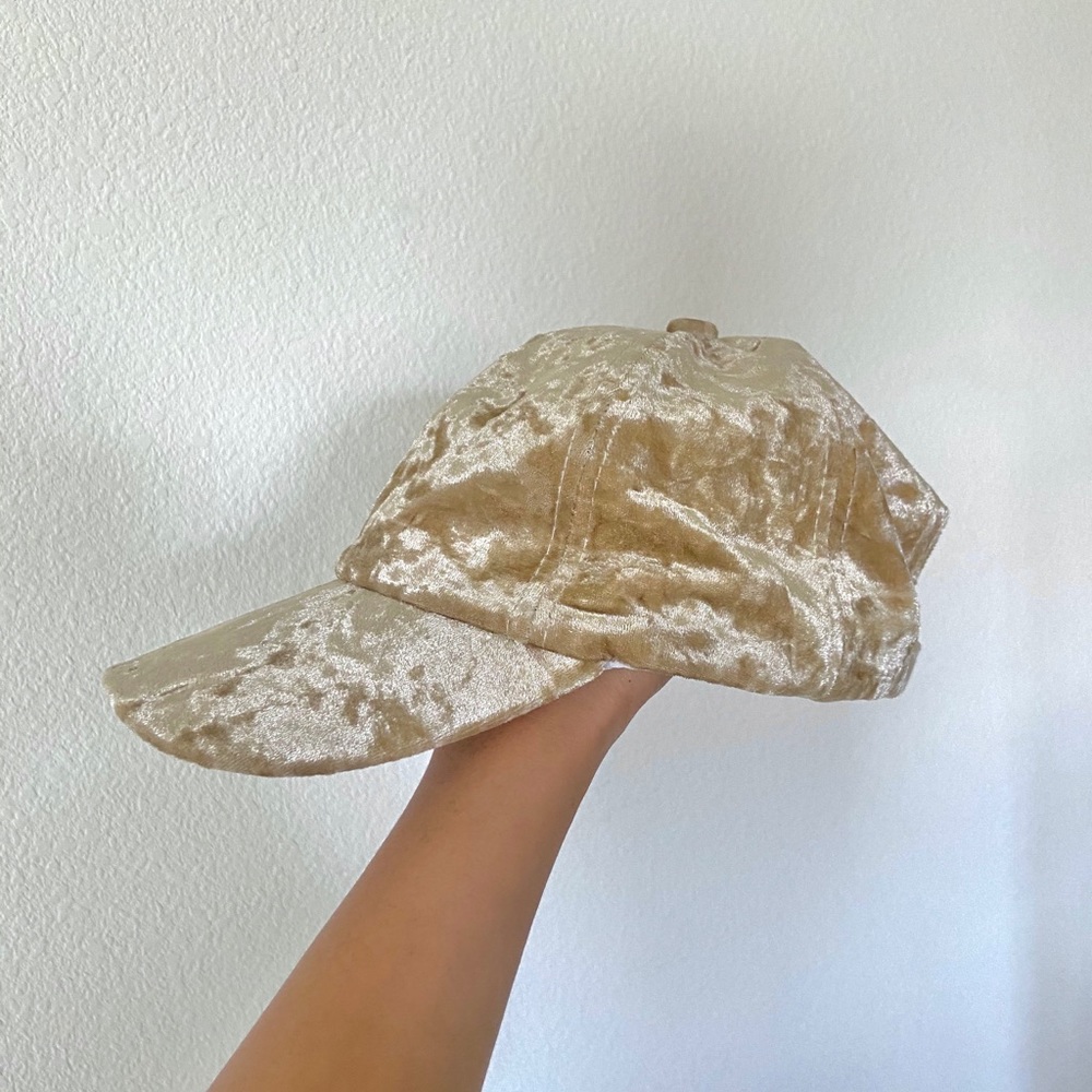 NWOT Gold Velvet Baseball Hat